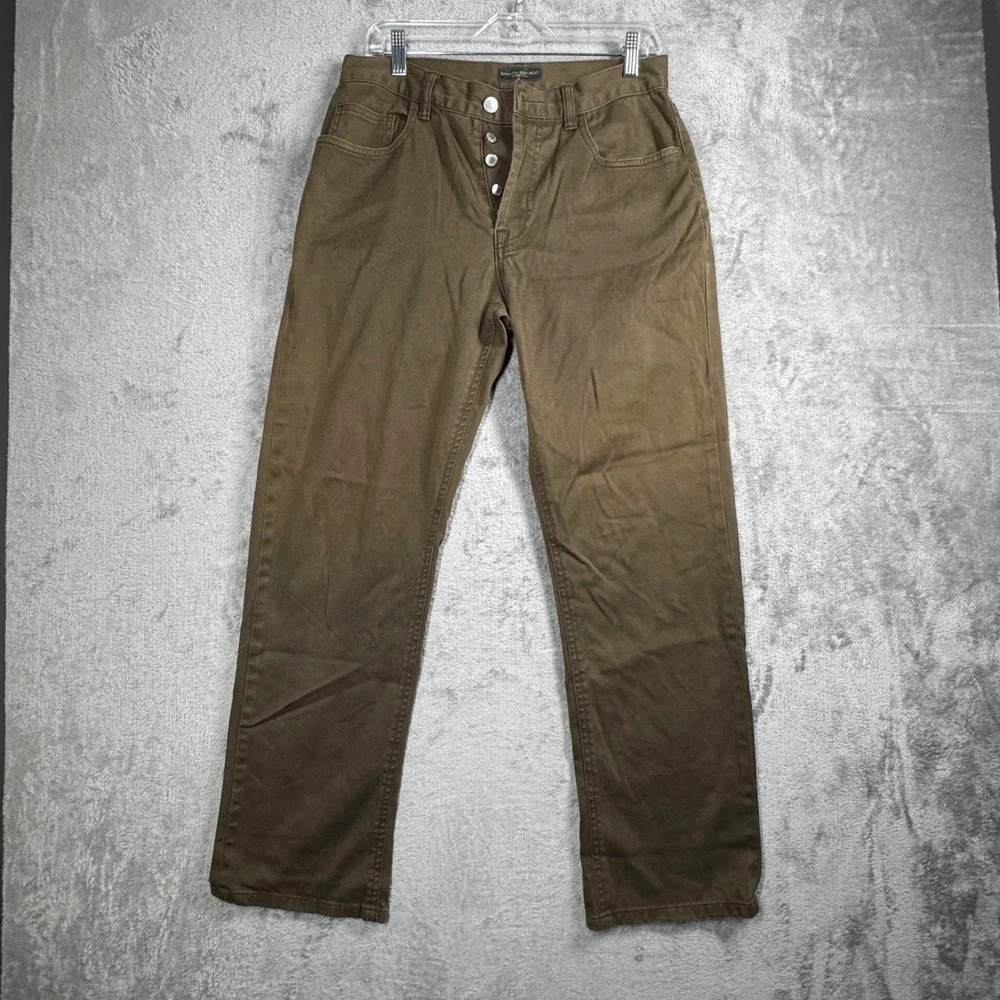 Banana Republic Stretch Pants‎ Mens 31R Khaki Brown Button Fly Y2K Casual